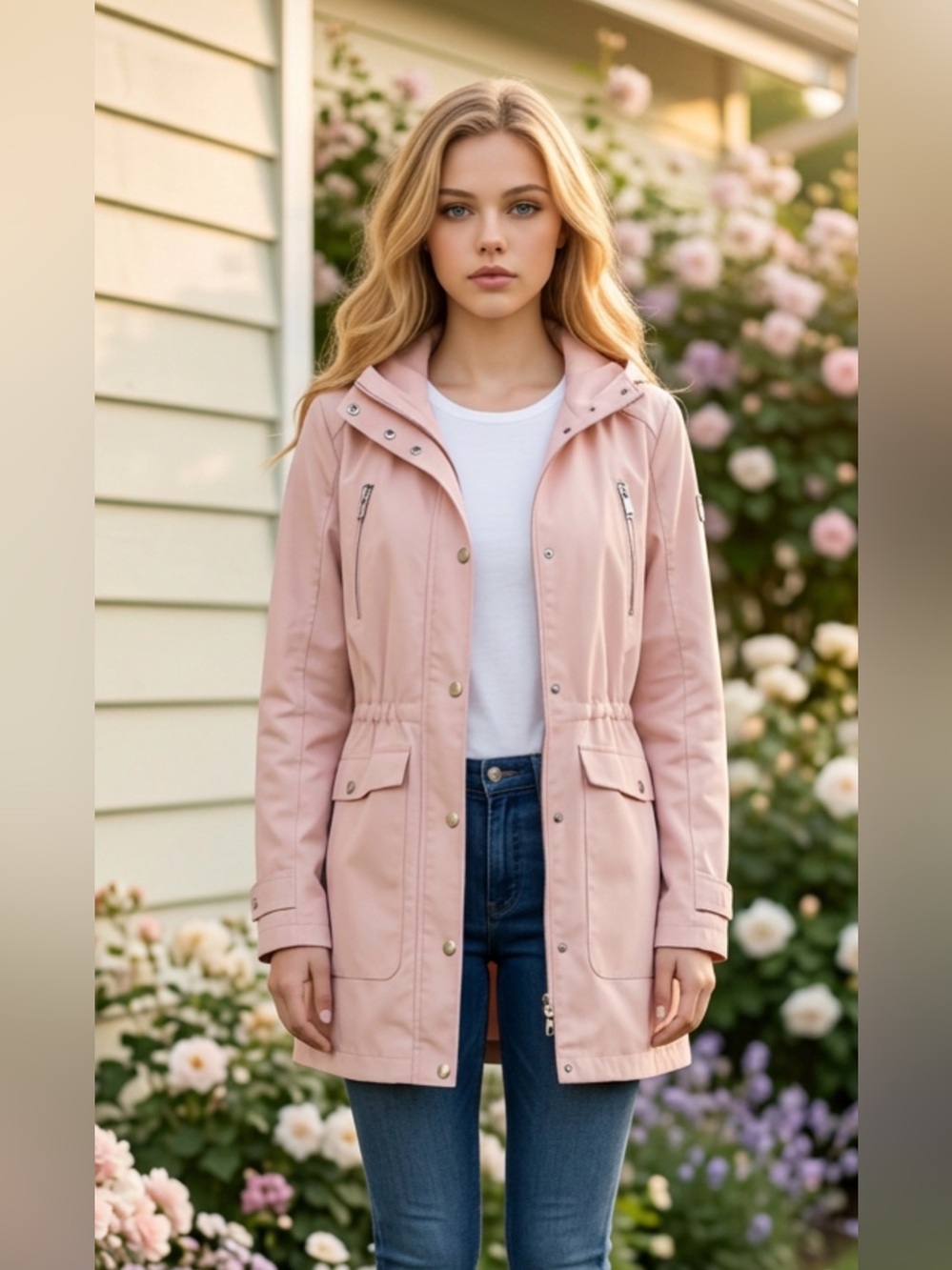 Michael Kors Blush Pink Hooded Trench Coat